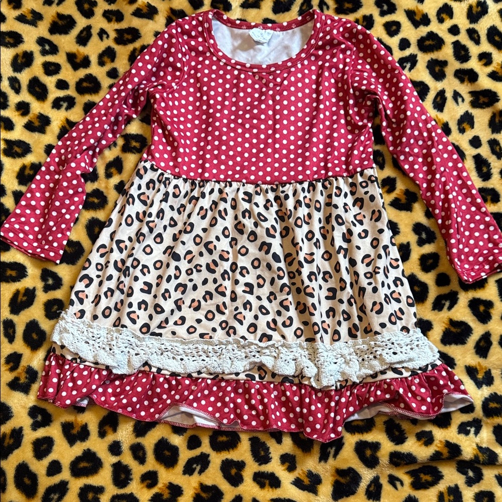 Polka Dot and Leopard Print Kids Dress